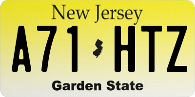 NJ license plate A71HTZ