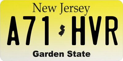 NJ license plate A71HVR