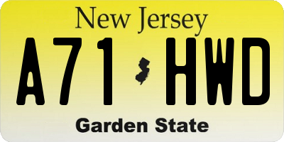 NJ license plate A71HWD