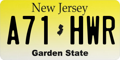 NJ license plate A71HWR