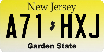 NJ license plate A71HXJ