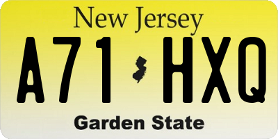 NJ license plate A71HXQ
