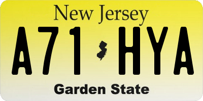NJ license plate A71HYA
