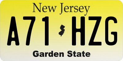 NJ license plate A71HZG