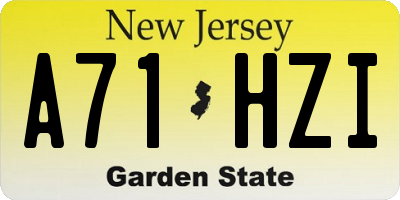 NJ license plate A71HZI
