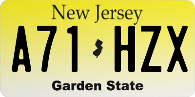 NJ license plate A71HZX