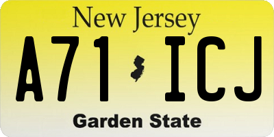 NJ license plate A71ICJ