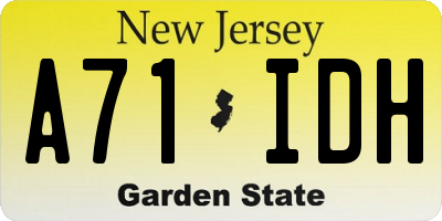 NJ license plate A71IDH