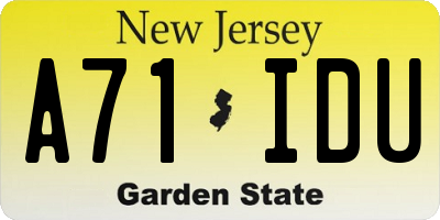 NJ license plate A71IDU