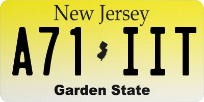 NJ license plate A71IIT