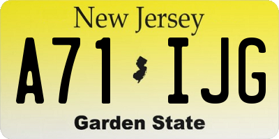 NJ license plate A71IJG