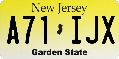NJ license plate A71IJX