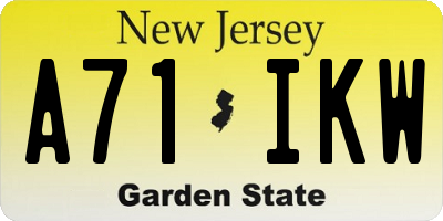 NJ license plate A71IKW