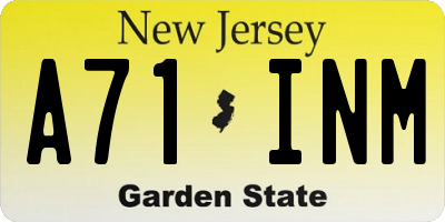 NJ license plate A71INM