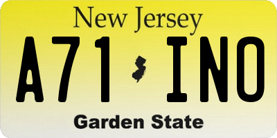 NJ license plate A71INO