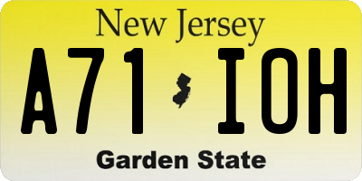 NJ license plate A71IOH