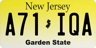 NJ license plate A71IQA