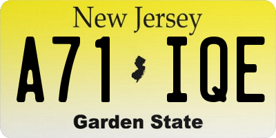 NJ license plate A71IQE