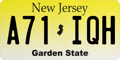 NJ license plate A71IQH