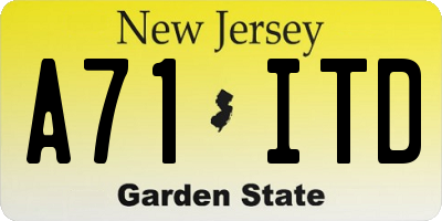 NJ license plate A71ITD