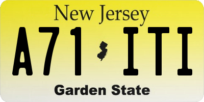 NJ license plate A71ITI