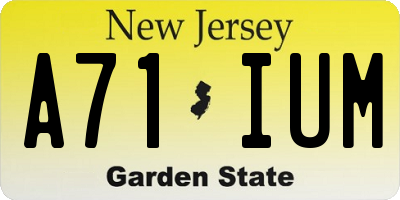 NJ license plate A71IUM
