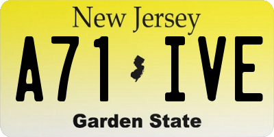 NJ license plate A71IVE