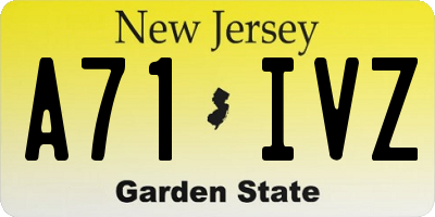 NJ license plate A71IVZ