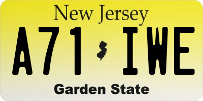 NJ license plate A71IWE