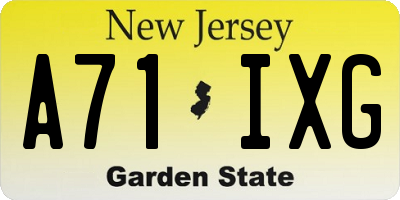 NJ license plate A71IXG