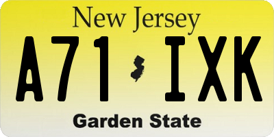 NJ license plate A71IXK