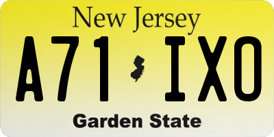 NJ license plate A71IXO