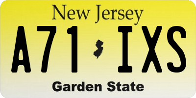 NJ license plate A71IXS