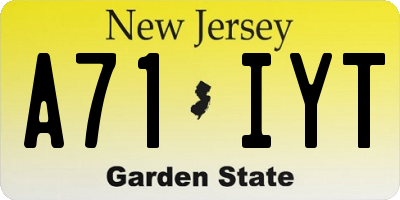 NJ license plate A71IYT