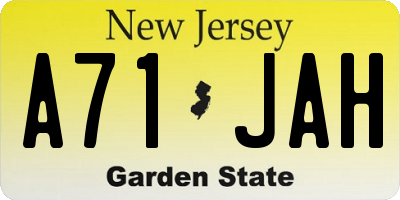 NJ license plate A71JAH