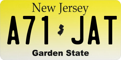 NJ license plate A71JAT