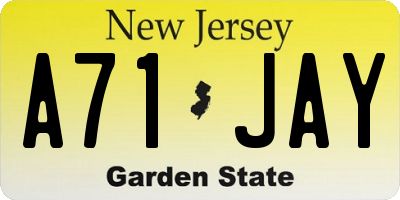 NJ license plate A71JAY