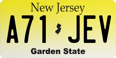 NJ license plate A71JEV