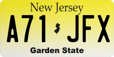 NJ license plate A71JFX
