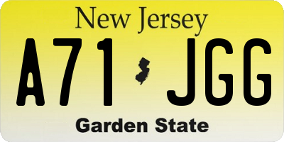 NJ license plate A71JGG