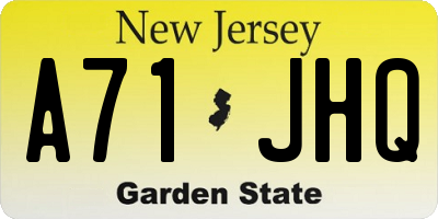 NJ license plate A71JHQ