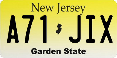 NJ license plate A71JIX