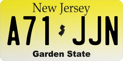 NJ license plate A71JJN