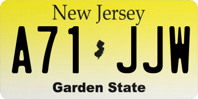 NJ license plate A71JJW