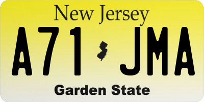 NJ license plate A71JMA
