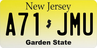 NJ license plate A71JMU