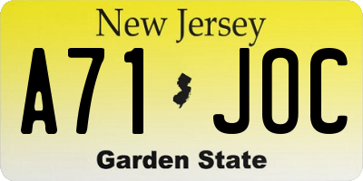 NJ license plate A71JOC