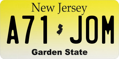 NJ license plate A71JOM
