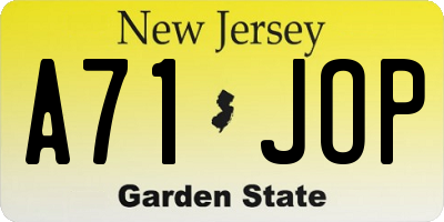 NJ license plate A71JOP