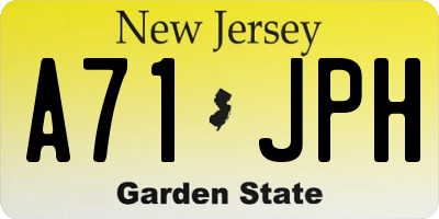 NJ license plate A71JPH